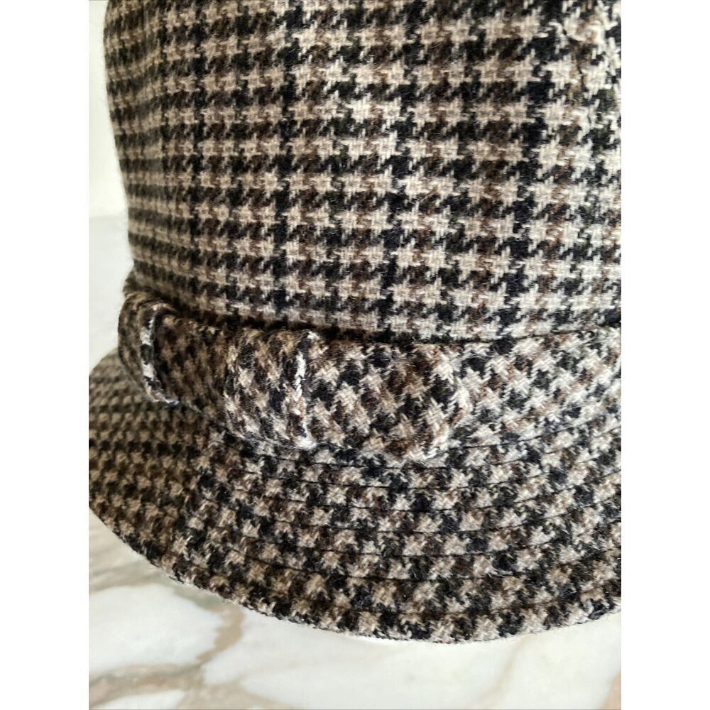 Country Gentleman Fedora Brown Black Houndstooth Wool Blend Hat Small USA Made - Picture 2 of 7